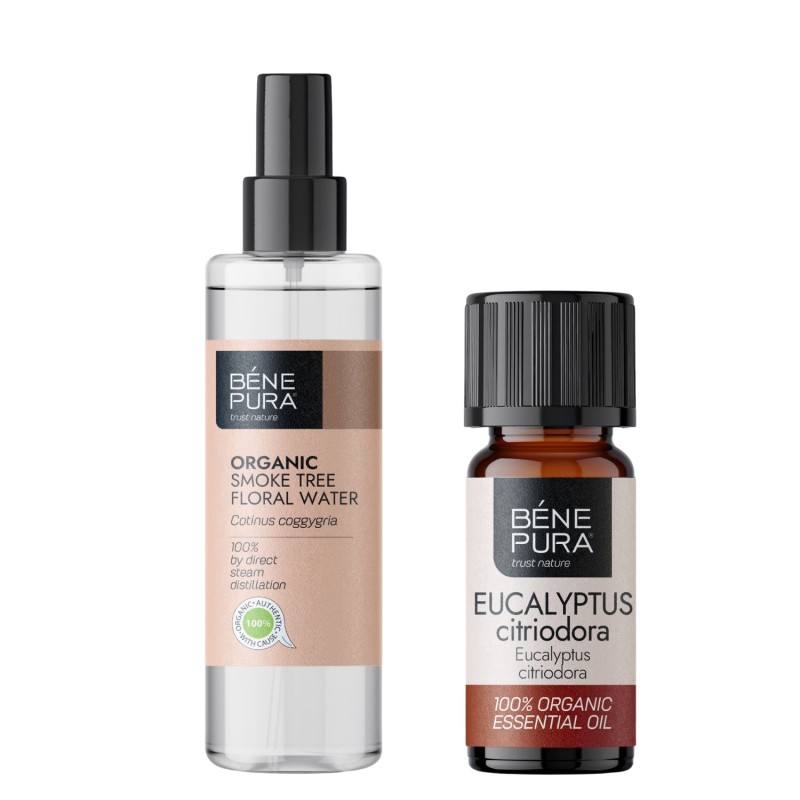 Bio Acqua floreale dell'Albero di Fumo e Bio Olio essenziale di Eucalipto Citriodora - GMC
