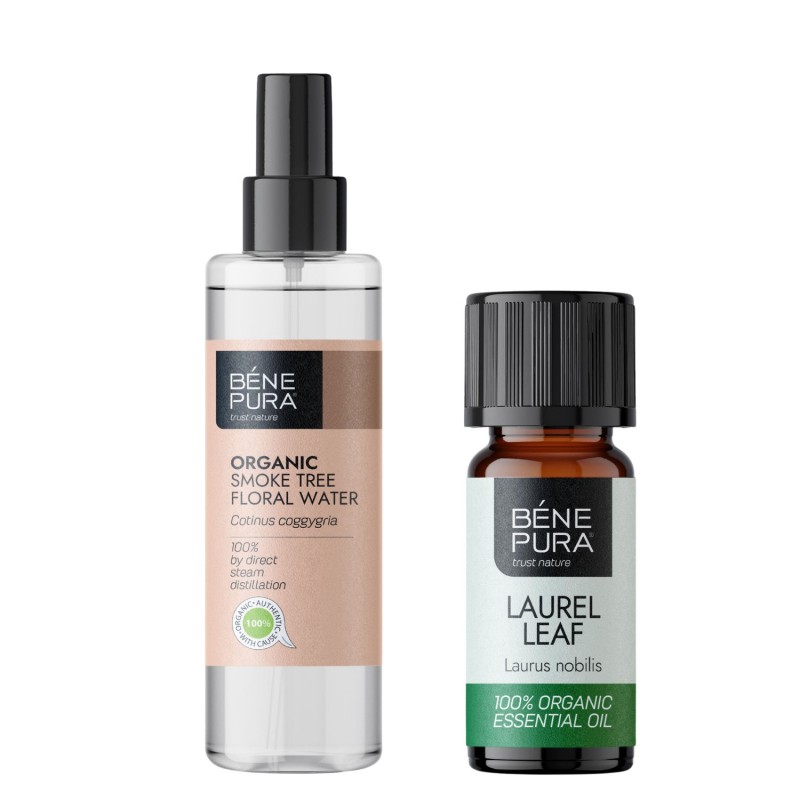 Bio Acqua floreale dell'Albero di Fumo e Bio Olio essenziale di Alloro - GMC