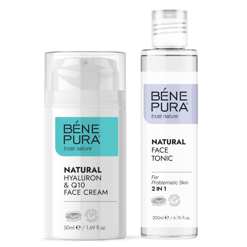 Tonico viso per la pelle problematica 2 in 1 e Crema viso ialuronico e Q10 - GMC