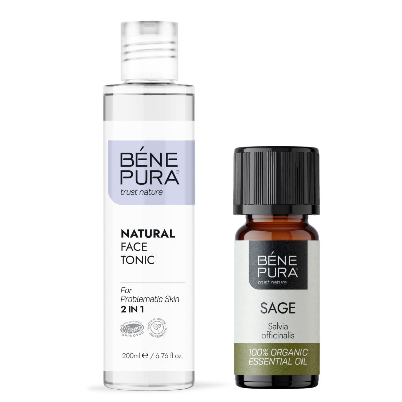 Tonico viso per la pelle problematica 2 in 1 e Bio Olio essenziale di Salvia - GMC