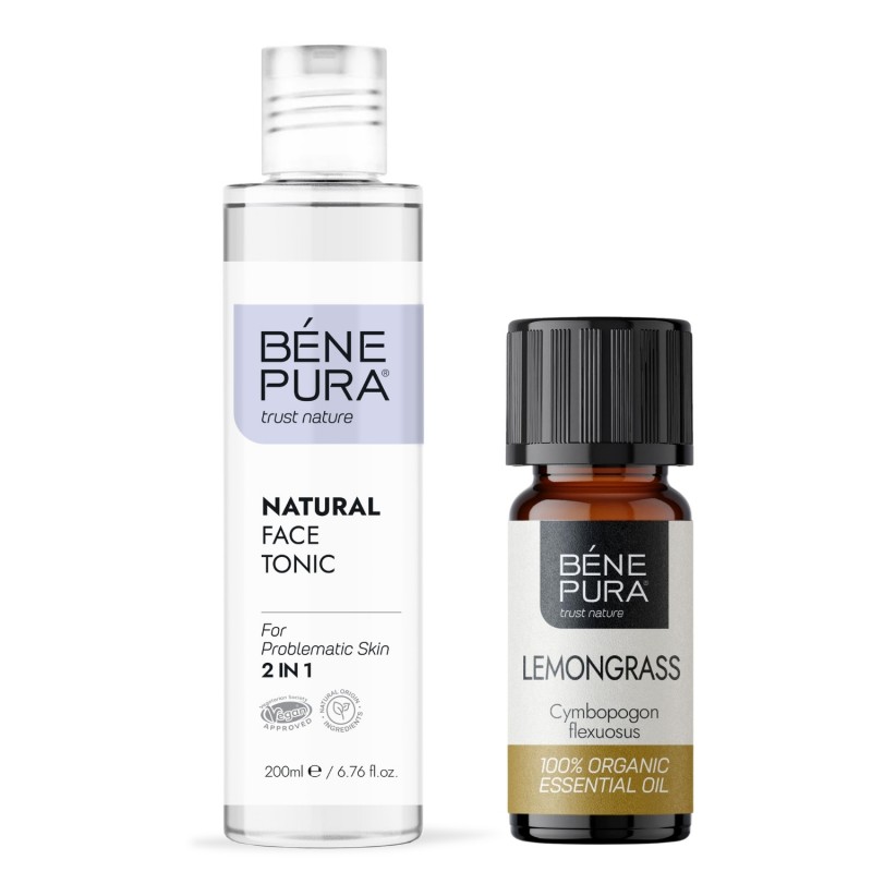 Tonico viso per la pelle problematica 2 in 1 e Bio Olio essenziale di Lemongrass - GMC