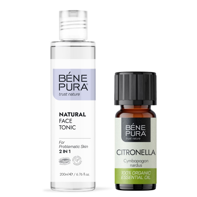 Tonico viso per la pelle problematica 2 in 1 e Bio Olio essenziale di Citronella - GMC