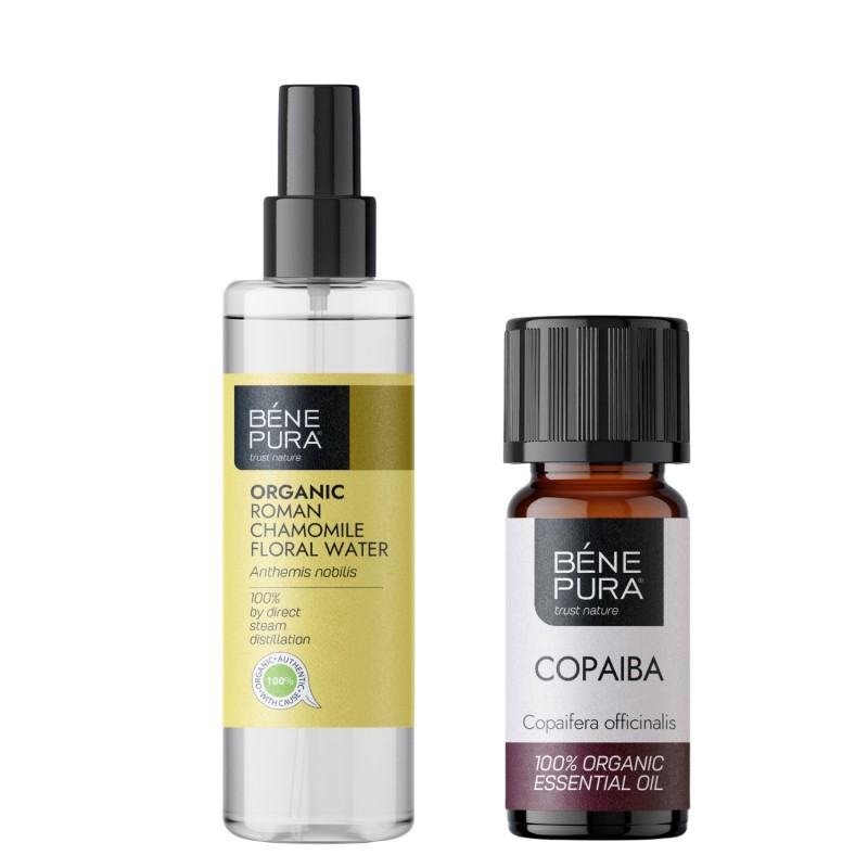 Bio Acqua floreale di Camomilla Romana e Bio Olio essenziale di Copaiba - GMC