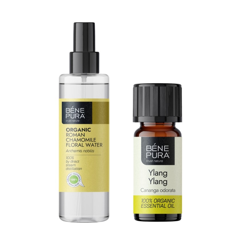 Bio Acqua floreale di Camomilla Romana e Bio Olio essenziale di Ylang ylang - GMC