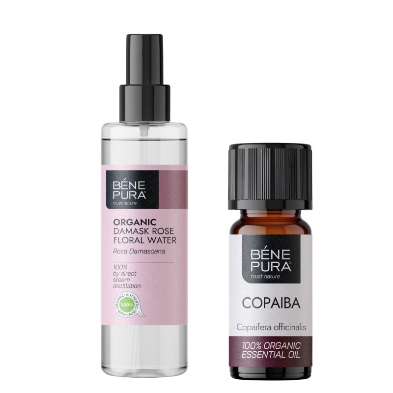 Bio Acqua floreale di Rosa Damascena e Bio Olio essenziale di Copaiba - GMC