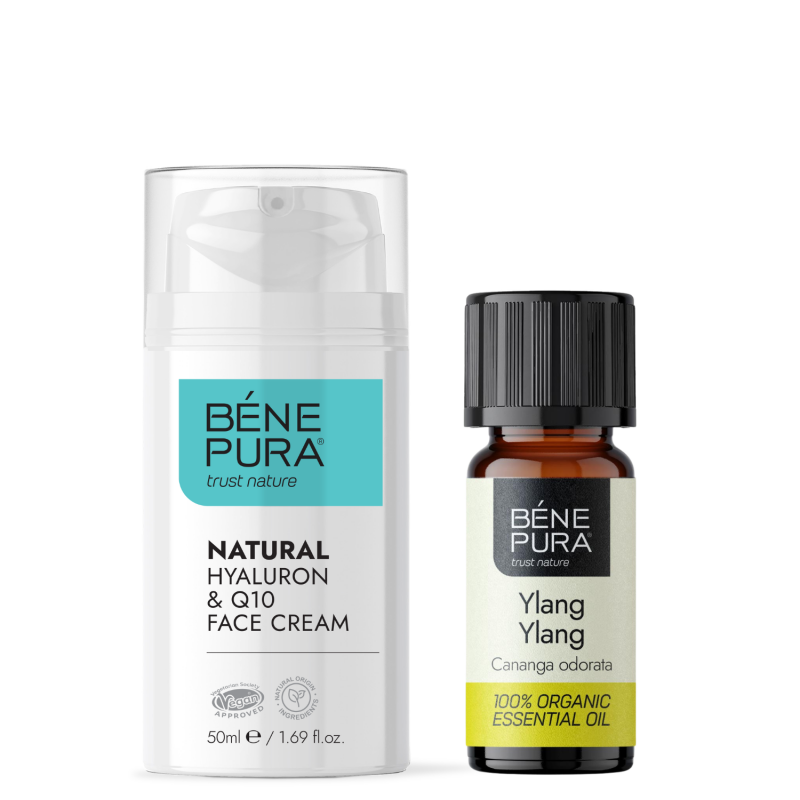 Crema viso ialuronico e Q10 e Bio Olio essenziale di Ylang ylang - Creme viso antirughe