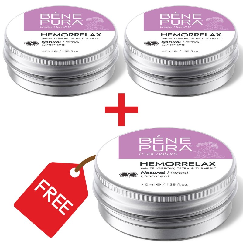 3x Pomata per Emorroidi con Achillea Bianca, Tetra e Curcuma - 40ml - 