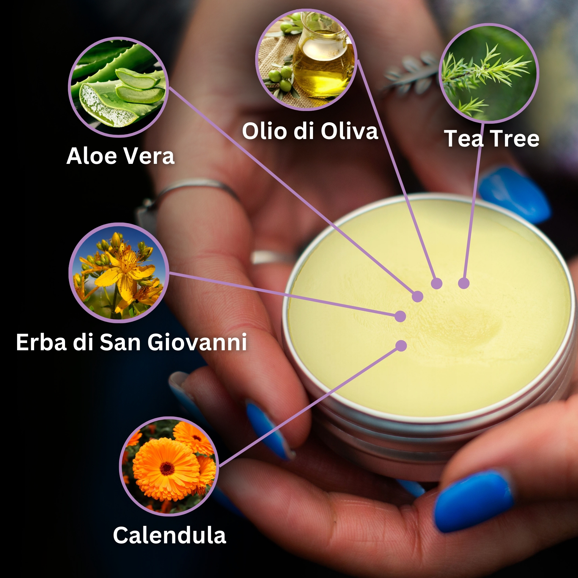 Pomata per Ustioni e Ferite con Calendula, Aloe Vera ed Erba di San Giovanni - 40ml